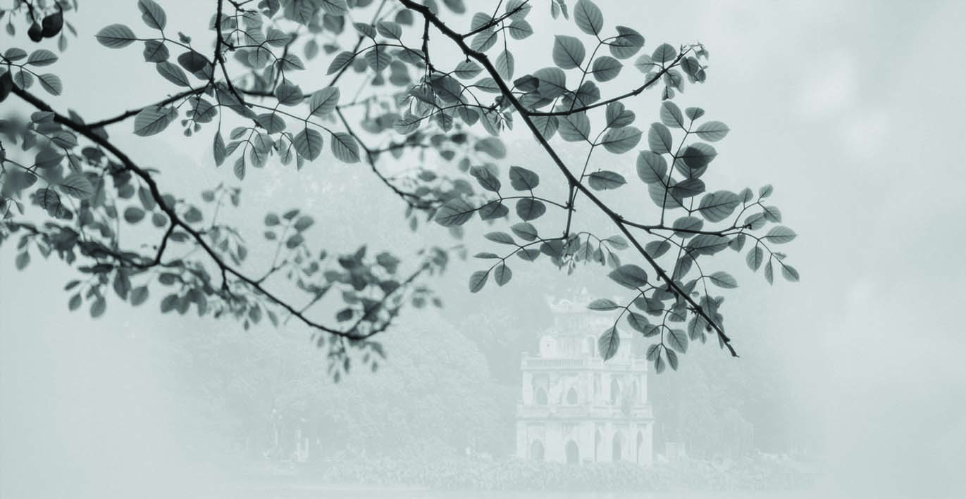 Tranh dán tường hồ Gươm đen trắng