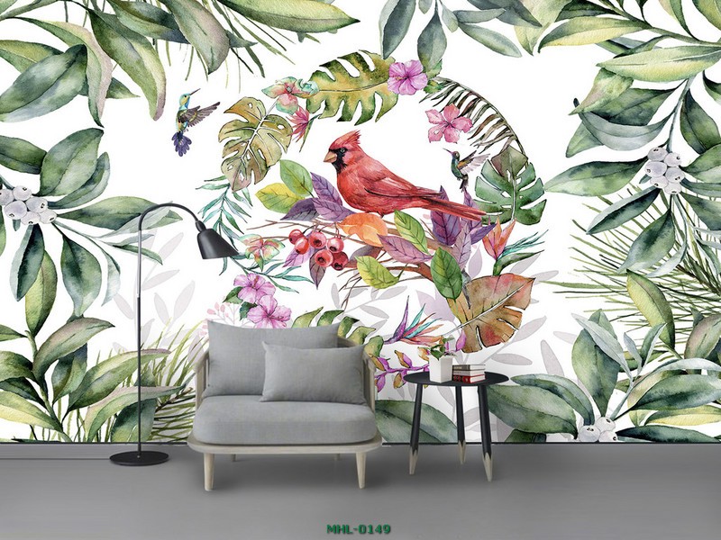 NỀN CHIM HOA LÁ MHL-0149