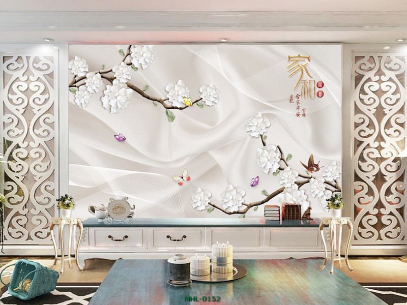 CÀNH HOA NỀN TRẮNG MHL-0152