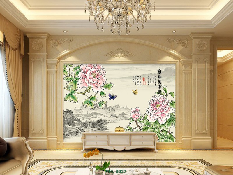 Hoa mẫu đơn - Tranh vẽ MHL-0337