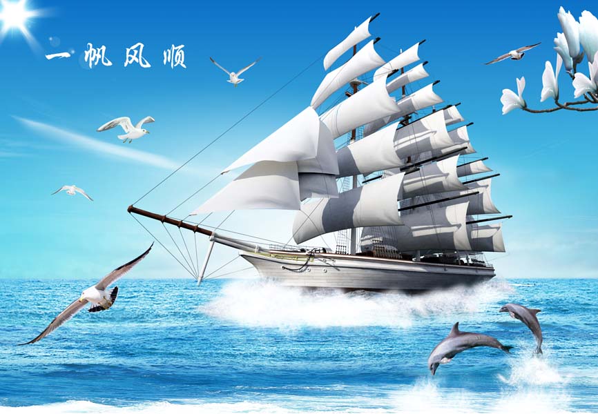 Tranh dán tường thuận buồm xuôi gió