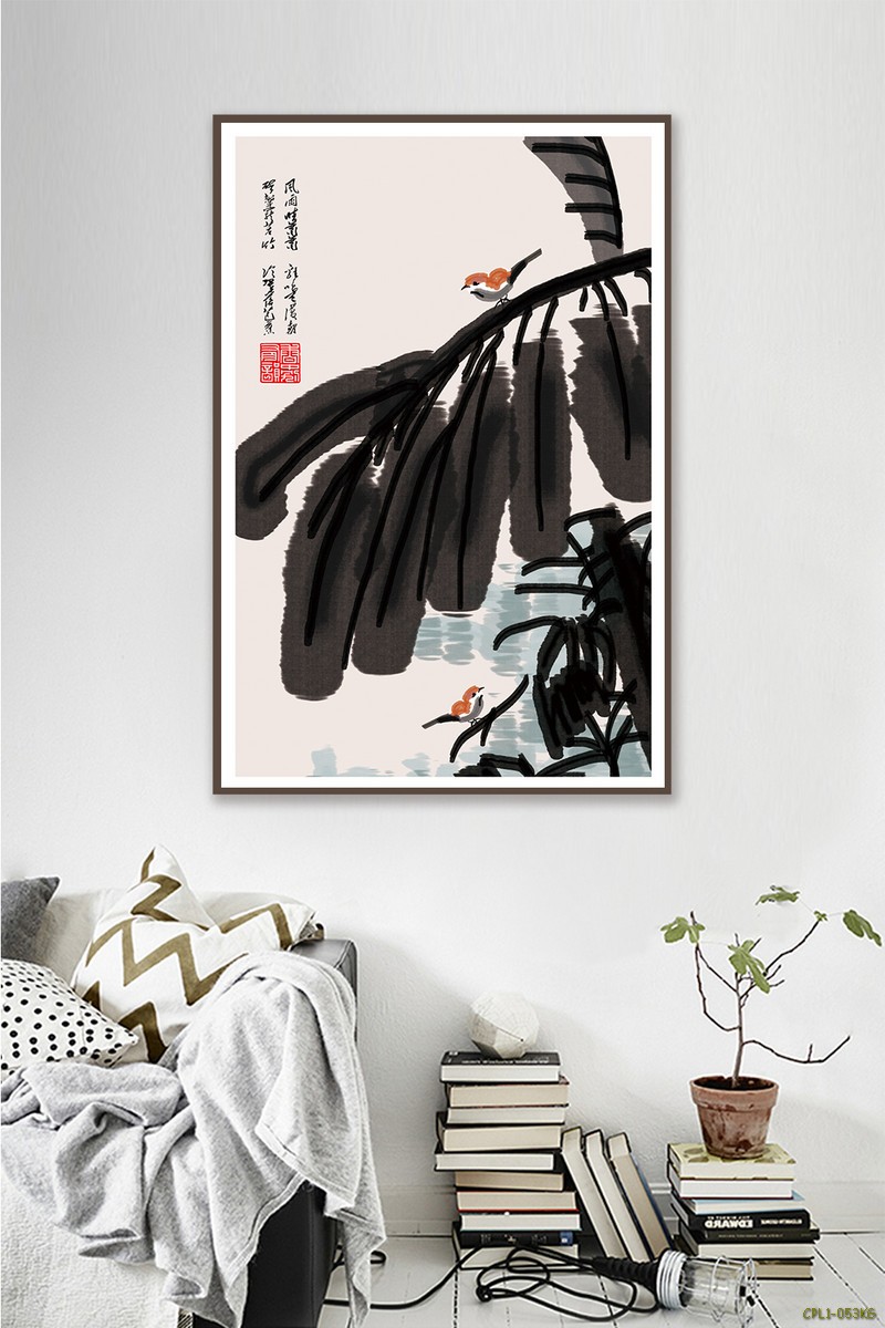 Tranh con chim đậu trên cành cây CPL1-053KG
