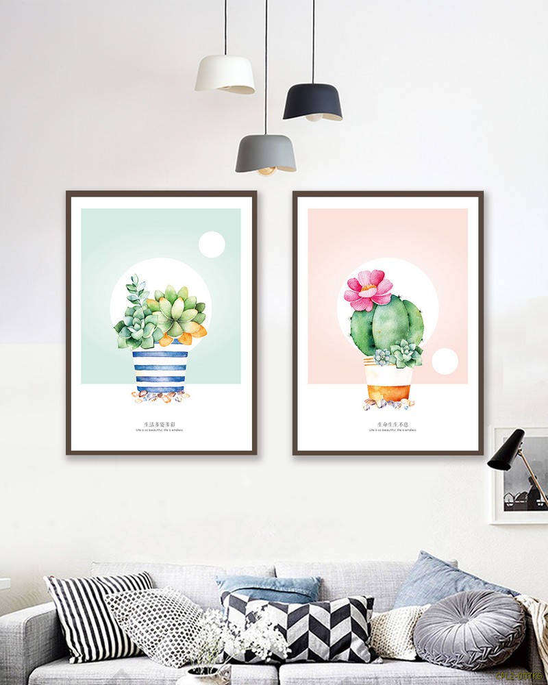 Tranh bộ hoa xương rồng và hoa sứ CPL2-007KG