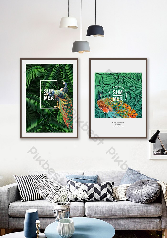 Tranh bộ chim công bên vườn cây CPL2-022KG