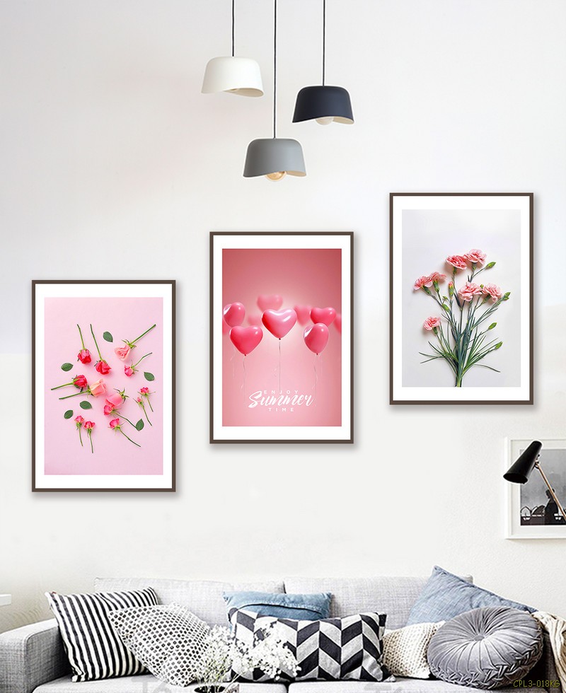 Tranh bộ trái tim bên hoa CPL3-018KG
