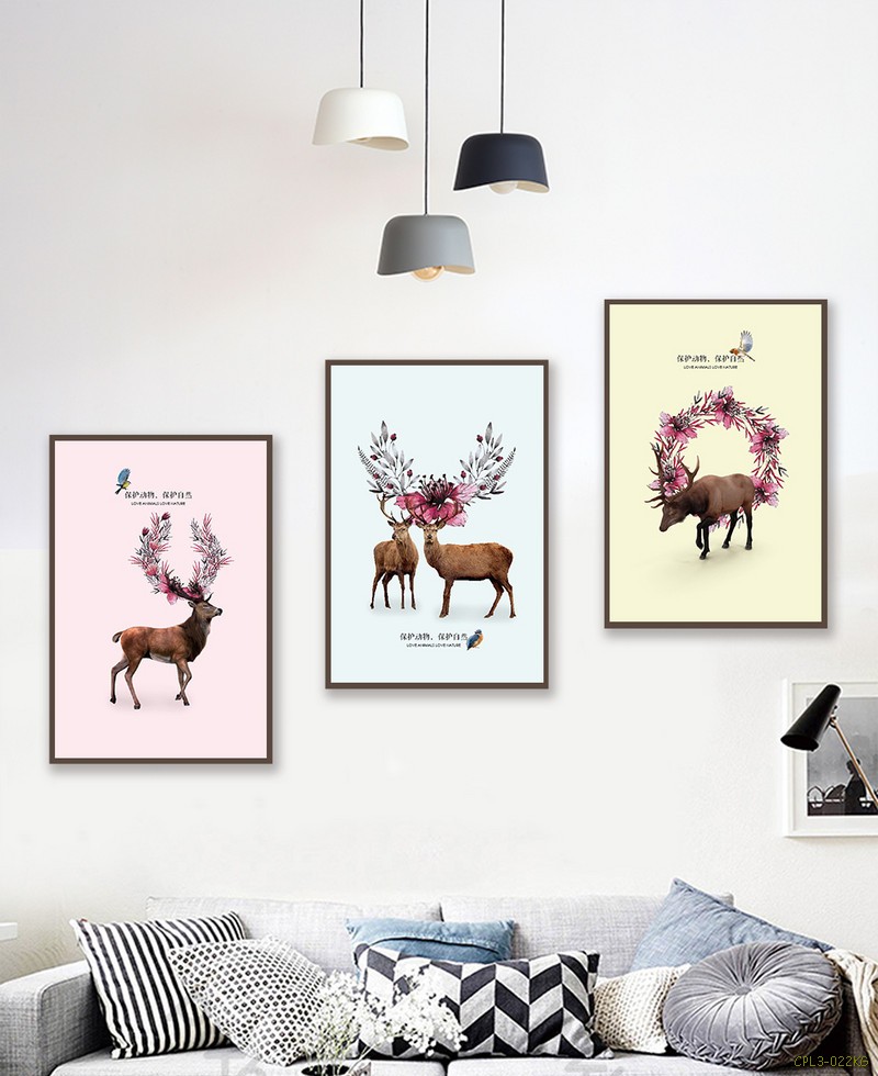 Tranh bộ thú đội hoa CPL3-022KG