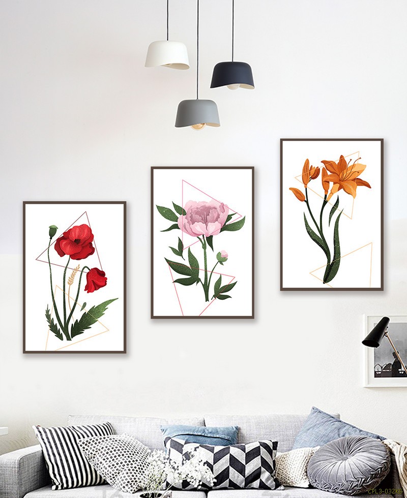 Tranh bộ hoa Đỏ Hồng Vàng CPL3-032KG