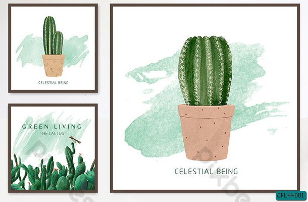 Tranh bộ chậu hoa Xương Rồng CPLH-001