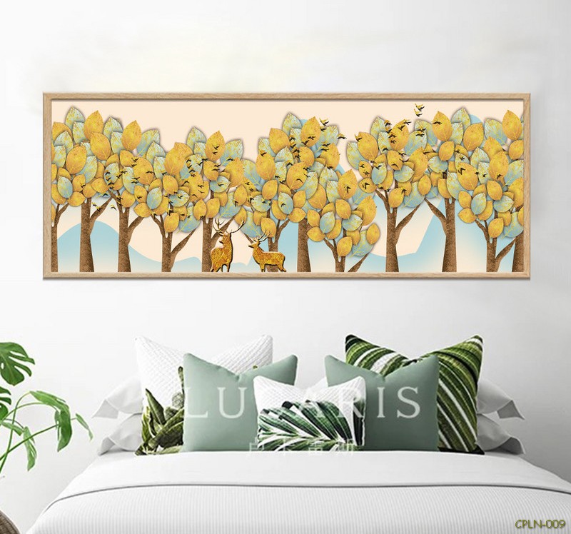 Tranh động vật với rừng cây lá vàng CPLN-009