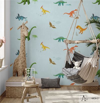 Giấy dán tường phòng trẻ em hình khủng long Albany 6826-2 