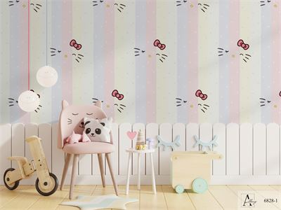 Giấy dán tường phòng trẻ em hình Hello Kity Albany 6828-1 
