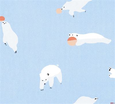 Giấy dán tường phòng trẻ hình gấu tuyết Albany 6830-1