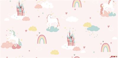 Giấy dán tường phòng trẻ em hình lâu đài và ngựa pony 5148-2