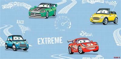 Giấy dán tường ô tô và đường đua phòng bé trai 5135-2