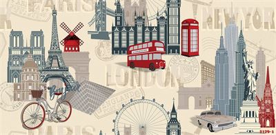 Giấy dán tường địa danh  phòng trẻ em 5129-1