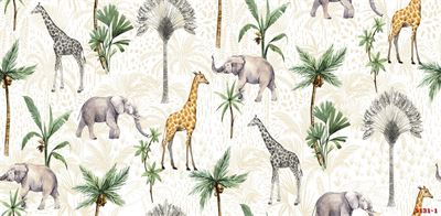 Giấy dán tường phòng trẻ em hình động vật vẽ tay 5131-1