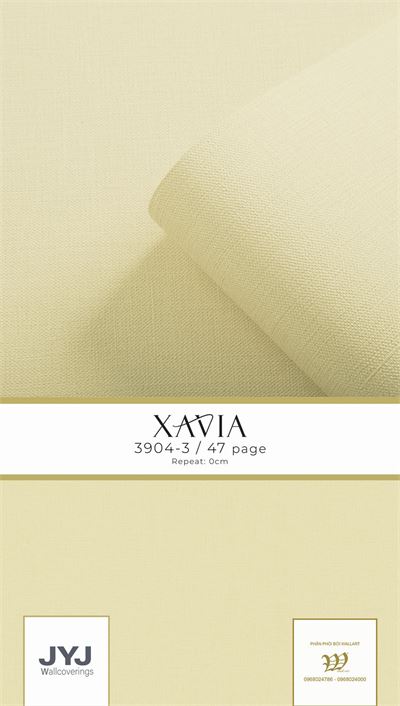 Giấy dán tường giả vải màu vàng Xavia 3904-3