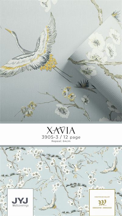 Giấy dán tường hoa đào và hạc Xavia 3905-3