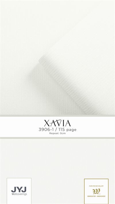 Giấy dán tường vân tăm dọc màu trắng Xavia 3906-1