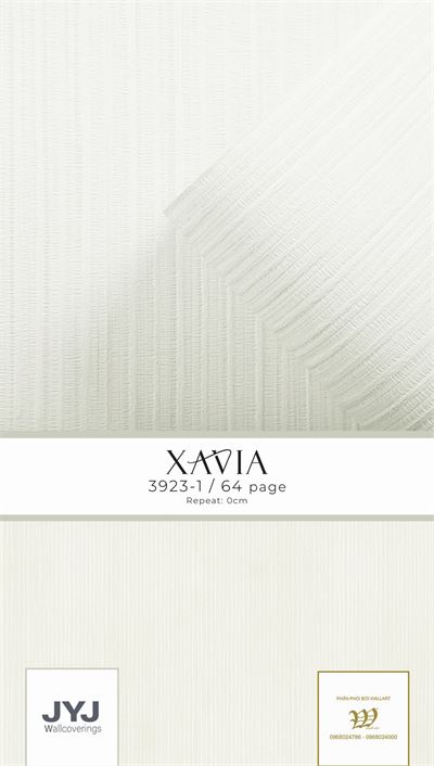 Giấy dán tường Xavia sọc tăm màu trắng 3923-1