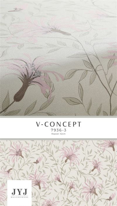 Giấy dán tường hoa lá màu hồng 7936-3