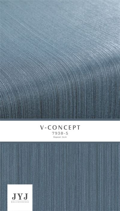 Giấy dán tường vân tăm dọc màu xanh Vconcept 7938-5