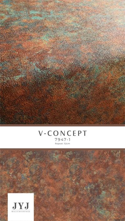 Giấy dán tường giả đá màu nâu đỏ Vconcept 7947-1