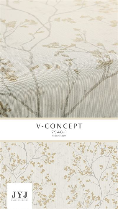 Giấy dán tường hình hoa dây leo chìm Vconcept 7948-1