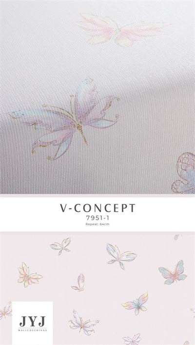Giấy dán tường phòng trẻ em hình cánh bướm Vconcept 7951-1