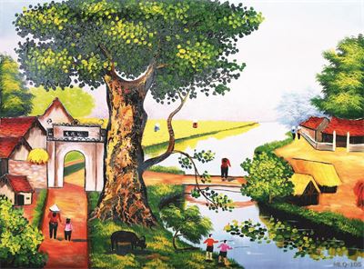 Phong cảnh làng quê - sơn dầu MLQ-105