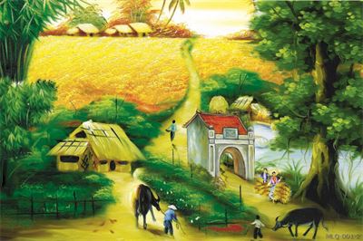 Phong cảnh làng quê - sơn dầu MLQ-001-2