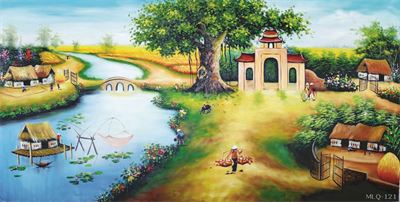 Phong cảnh làng quê - sơn dầu MLQ-121