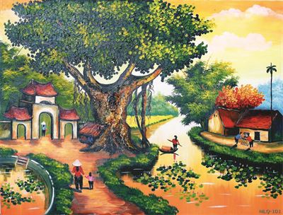 Phong cảnh làng quê - sơn dầu MLQ-101