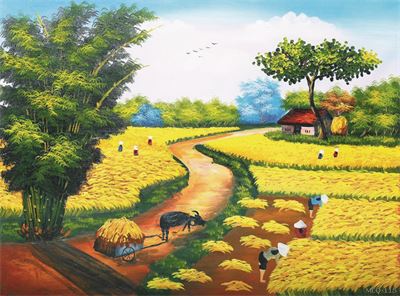 Phong cảnh làng quê - sơn dầu MLQ-115