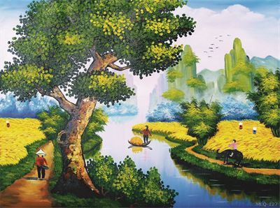 Phong cảnh làng quê - sơn dầu MLQ-127