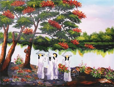 Phong cảnh làng quê - sơn dầu MLQ-130