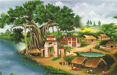 Phong cảnh làng quê - sơn dầu MLQ-102