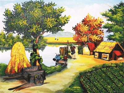 Phong cảnh làng quê - sơn dầu MLQ-104