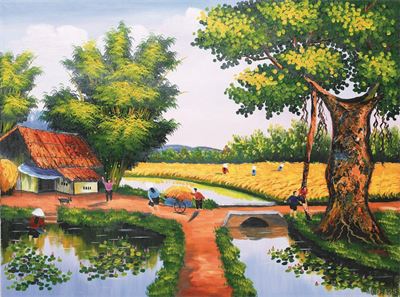 Phong cảnh làng quê - sơn dầu MLQ-125