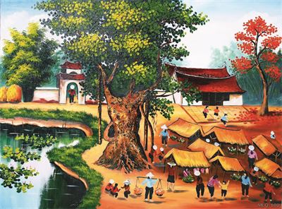 Phong cảnh làng quê - sơn dầu MLQ-103