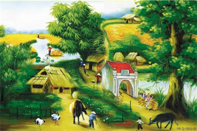 Phong cảnh làng quê - sơn dầu MLQ-001-3