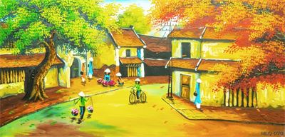 Phong cảnh làng quê - sơn dầu MLQ-200