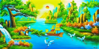 Phong cảnh làng quê - sơn dầu MLQ`