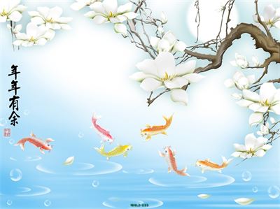 Hoa ngọc lan cá chép neenfxanh 3D MHL2-133