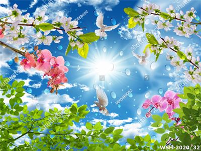 Dán trần trời xanh và hoa WSH-2020_32