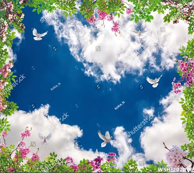 Dán trần trời xanh và hoa WSH-2020_6