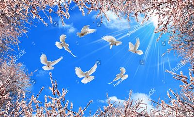 Dán trần trời xanh và hoa WSH-2020_22