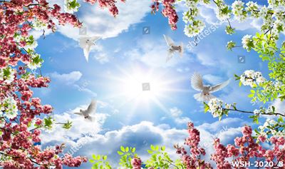 Dán trần trời xanh và hoa WSH-2020_8