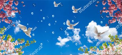 Dán trần trời xanh và hoa WSH-2020_13