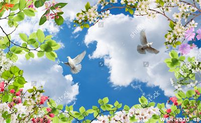 Dán trần trời xanh và hoa WSH-2020_48